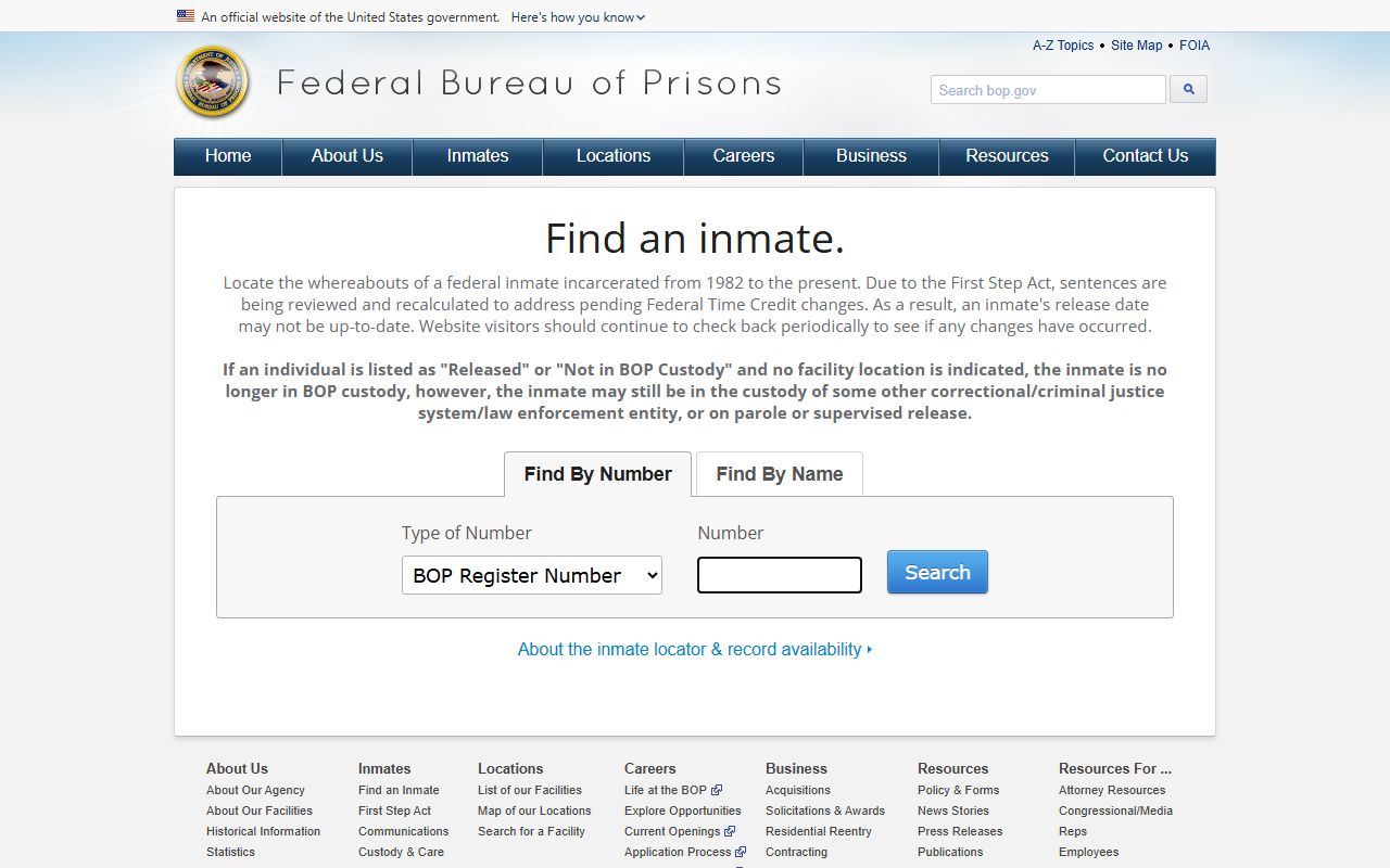 Davis County federal custody BOP locator not county jail mugshots